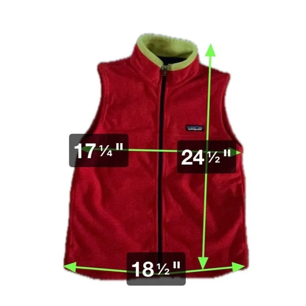 Vintage Patagonia Synchilla Fleece‎ Vest Kids Sz 10 Red Ski Winter Rare Logo 90s